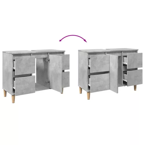  betonszürke szerelt fa mosdószekrény 80 x 33 x 60 cm