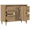  kézműves tölgy színű szerelt fa mosdószekrény 80 x 33 x 60 cm