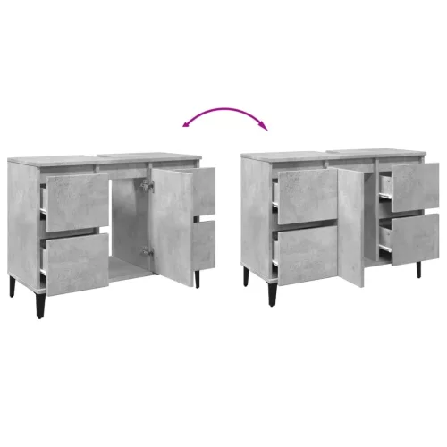  betonszürke szerelt fa mosdószekrény 80 x 33 x 60 cm