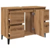  kézműves tölgy színű szerelt fa mosdószekrény 80 x 33 x 60 cm