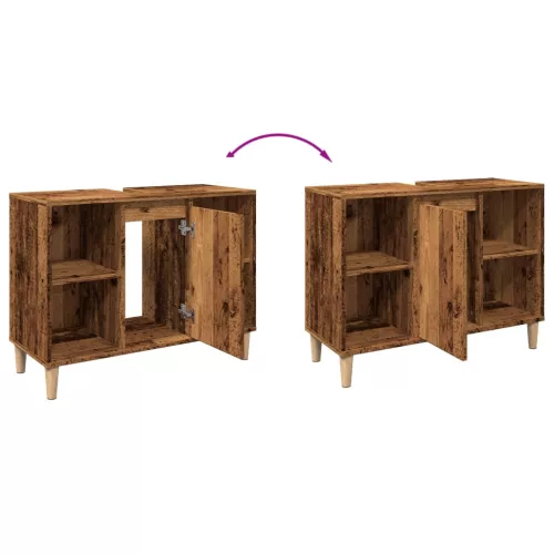  antik fa színű szerelt fa mosdószekrény 80 x 33 x 60 cm