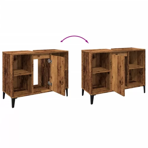  antik fa színű szerelt fa mosdószekrény 80 x 33 x 60 cm