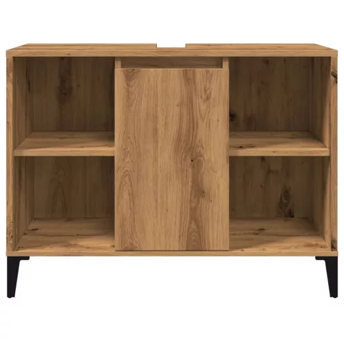  kézműves tölgy színű szerelt fa mosdószekrény 80 x 33 x 60 cm