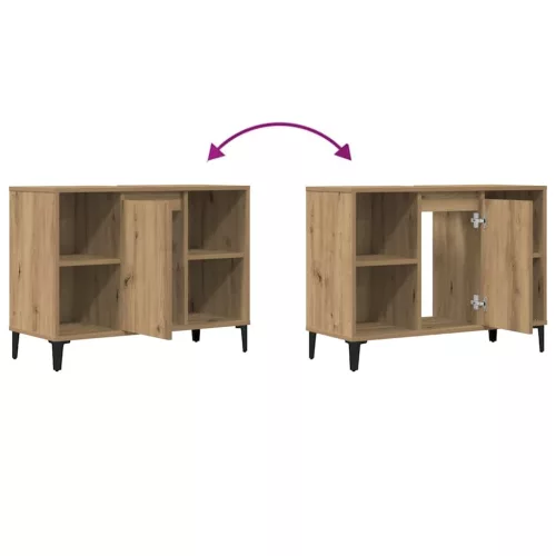  kézműves tölgy színű szerelt fa mosdószekrény 80 x 33 x 60 cm