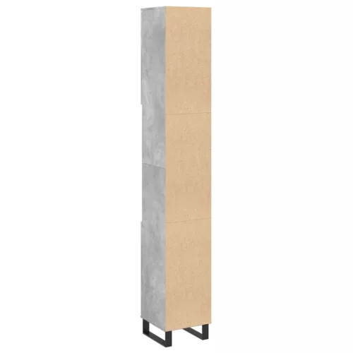  betonszürke szerelt fa fürdőszobaszekrény 30 x 30 x 190 cm