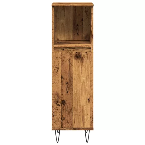 antik fa színű szerelt fa fürdőszobaszekrény 30 x 30 x 100 cm