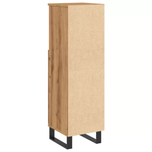  kézműves tölgy színű szerelt fa fürdőszobaszekrény 30x30x100 cm