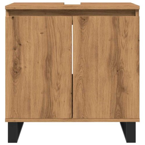  kézműves tölgy színű szerelt fa fürdőszobaszekrény 58x33x60 cm