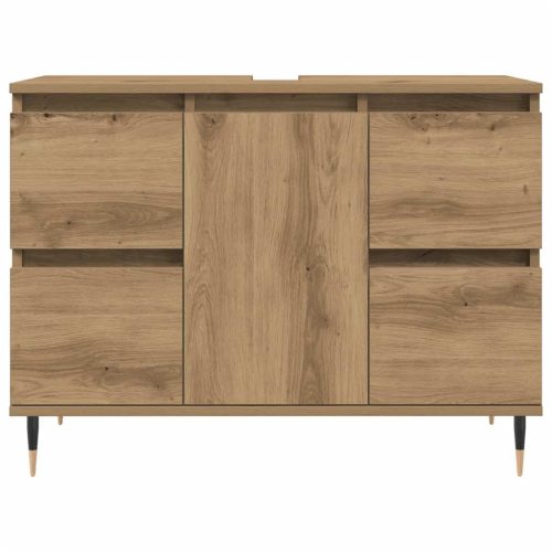  kézműves tölgy színű szerelt fa mosdószekrény 80 x 33 x 60 cm