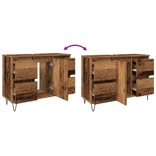  antik fa színű szerelt fa mosdószekrény 80 x 33 x 60 cm