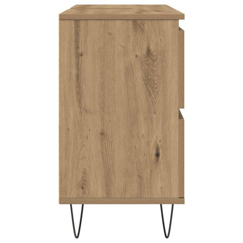  kézműves tölgy színű szerelt fa mosdószekrény 80 x 33 x 60 cm