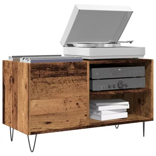  antik fa színű szerelt fa hanglemezszekrény 84,5x38x48 cm