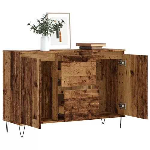  antik fa színű szerelt fa tálalószekrény 104 x 35 x 70 cm