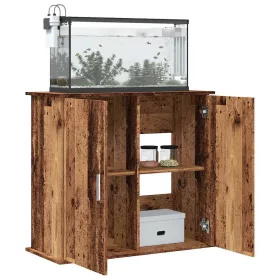  antik fa színű szerelt fa akváriumállvány 81x36x73 cm