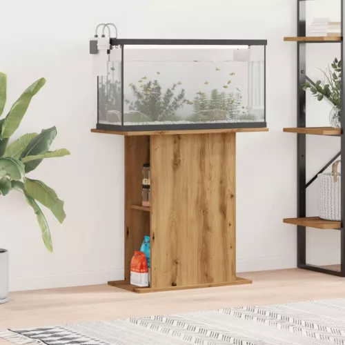  kézműves tölgy színű szerelt fa akváriumállvány 36x75x72,5 cm