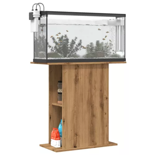  kézműves tölgy színű szerelt fa akváriumállvány 36x75x72,5 cm