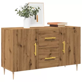    kézműves tölgy színű szerelt fa tálalószekrény 100 x 36 x 60 cm