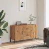  kézműves tölgy színű szerelt fa tálalószekrény 100 x 36 x 60 cm