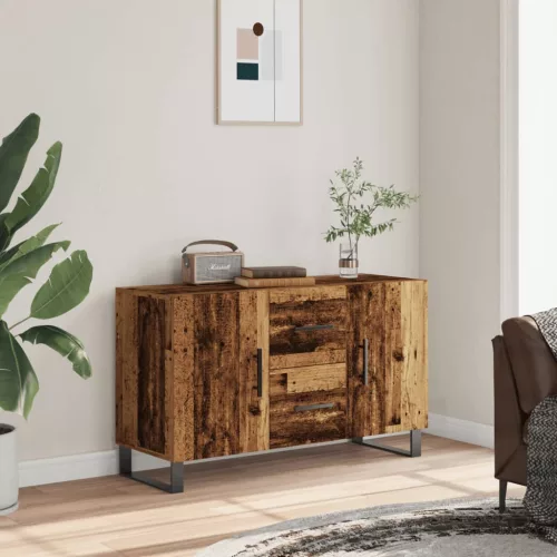 antik fa színű szerelt fa tálalószekrény 100 x 36 x 60 cm