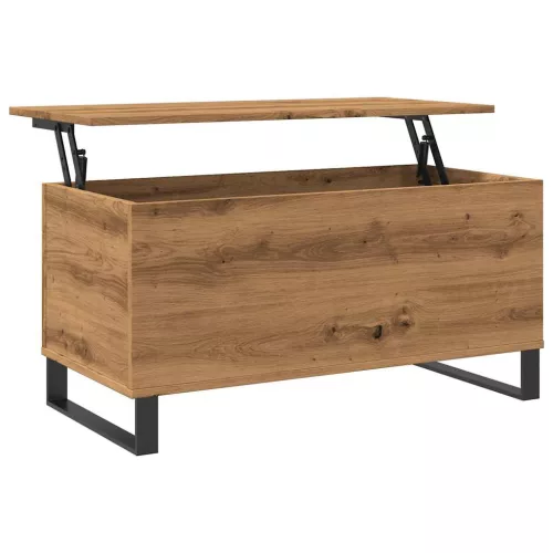  kézműves tölgy színű szerelt fa dohányzóasztal 90x44,5x45 cm