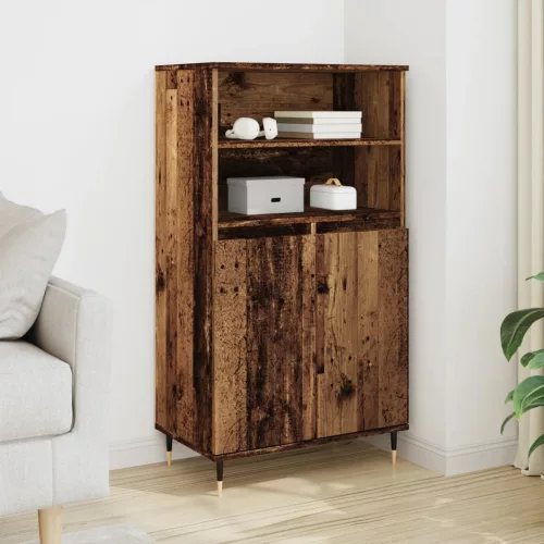  antik fa színű szerelt fa magasszekrény 60 x 36 x 110 cm
