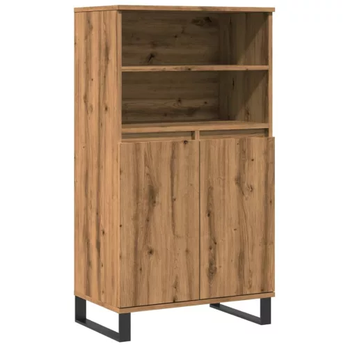  kézműves tölgy színű szerelt fa magasszekrény 60 x 36 x 110 cm