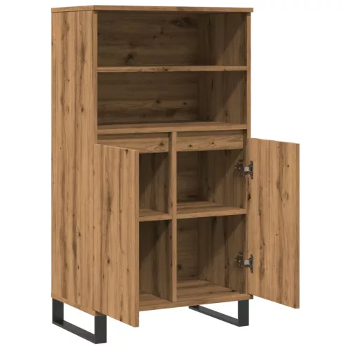  kézműves tölgy színű szerelt fa magasszekrény 60 x 36 x 110 cm