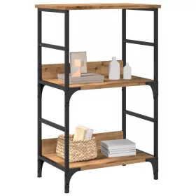    kézműves tölgy színű szerelt fa könyvszekrény 50x33x82 cm