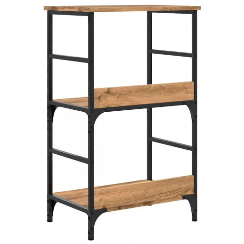  kézműves tölgy színű szerelt fa könyvszekrény 50x33x82 cm