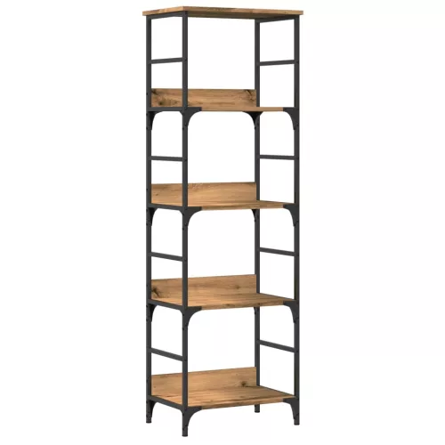  kézműves tölgy színű szerelt fa könyvespolc 50 x 33 x 153 cm