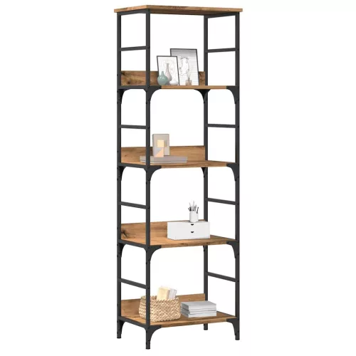  kézműves tölgy színű szerelt fa könyvespolc 50 x 33 x 153 cm