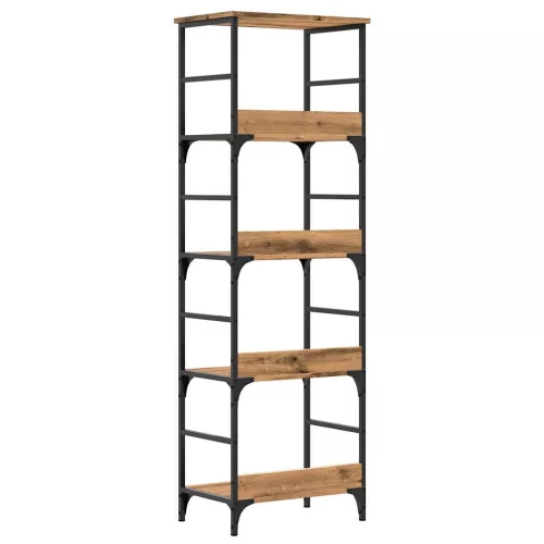  kézműves tölgy színű szerelt fa könyvespolc 50 x 33 x 153 cm