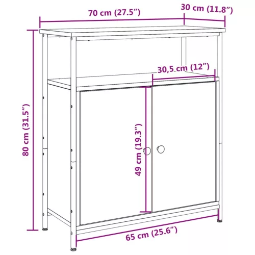  antik fa színű szerelt fa tálalószekrény 70 x 30 x 80 cm