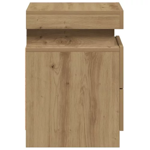  2 db kézműves tölgy szerelt fa LED-es éjjeliszekrény 35x39x55cm