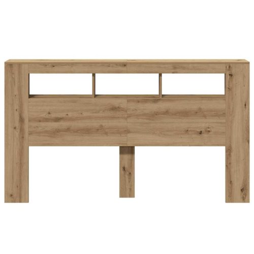  kézműves tölgyszínű szerelt fa LED-es fejtámla 180x18,5x103,5cm