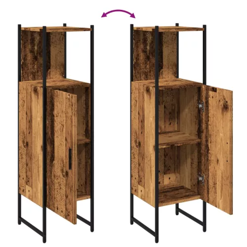  antik fa színű szerelt fa fürdőszobaszekrény 33 x 33 x 120,5 cm