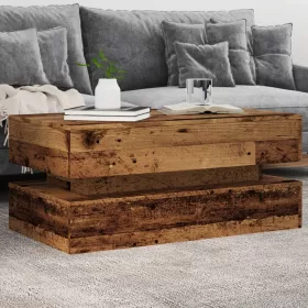    antik fa színű dohányzóasztal LED-lámpákkal 90x50x40 cm