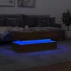  kézműves tölgy színű dohányzóasztal LED-lámpákkal 90x50x40 cm