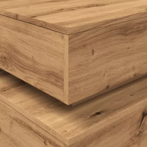  kézműves tölgy színű dohányzóasztal LED-lámpákkal 90x50x40 cm