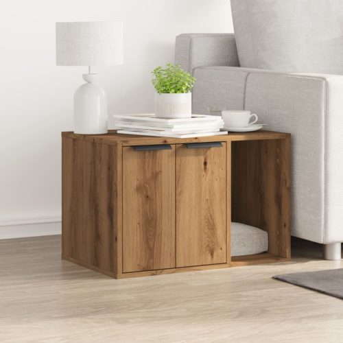  kézműves tölgy színű szerelt fa macskaalomdoboz 60 x 40 x 40 cm