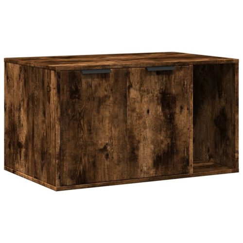  füstös tölgy színű szerelt fa macskaalomdoboz 80 x 50 x 45 cm