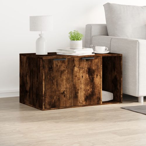  füstös tölgy színű szerelt fa macskaalomdoboz 80 x 50 x 45 cm