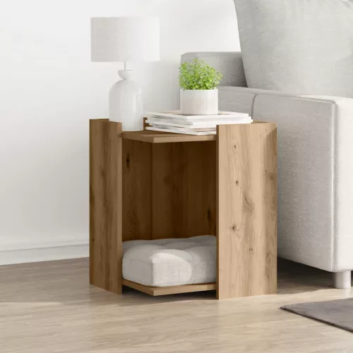  kézműves tölgy színű szerelt fa macskaalomdoboz 42 x 42 x 51 cm