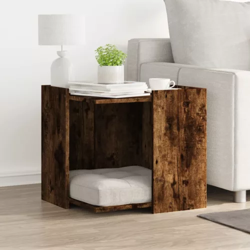  füstös tölgy színű szerelt fa macskaalomdoboz 53 x 53 x 51 cm