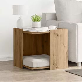    kézműves tölgy színű szerelt fa macskaalomdoboz 53 x 53 x 51 cm