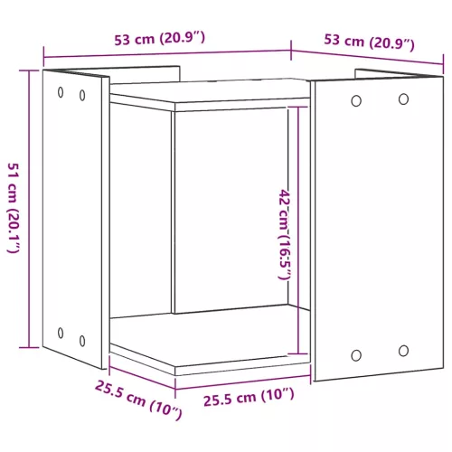  kézműves tölgy színű szerelt fa macskaalomdoboz 53 x 53 x 51 cm