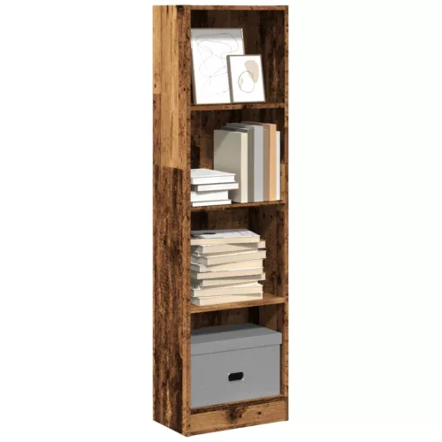  antik fa színű szerelt fa könyvespolc 40 x 24 x 143 cm