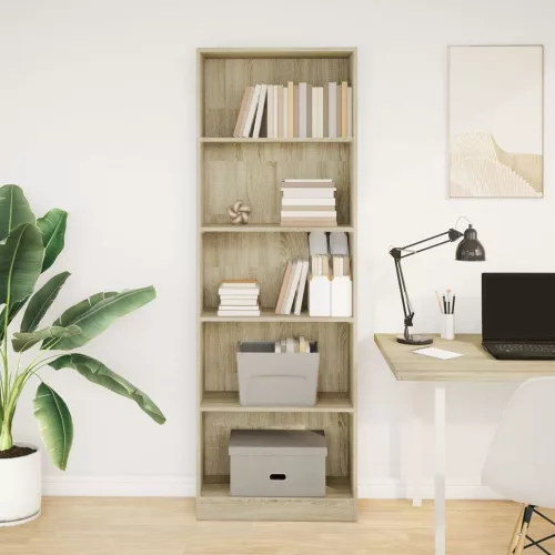  sonoma tölgy színű szerelt fa könyvespolc 60 x 24 x 176 cm