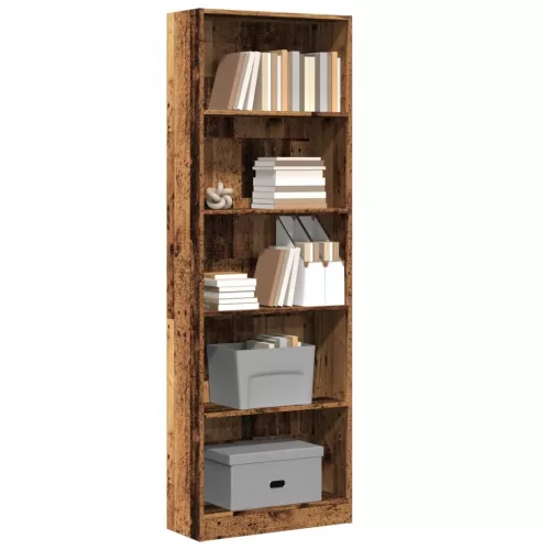  antik fa színű szerelt fa könyvespolc 60 x 24 x 176 cm