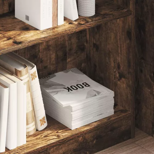  füstös tölgy színű szerelt fa könyvszekrény 80 x 24 x 76 cm